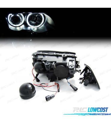 FAROS BMW E46 4 PUERTAS 98-01 OJOS ANGEL CCFL FONDO NEGRO H7 H7