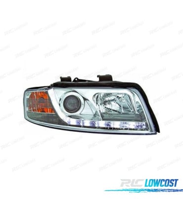 FAROS CON LUZ DIURNA AUDI A4 BERLINA AVANT 00-04 FONDO CROMO