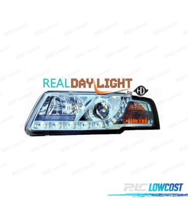 FAROS PARA VOLKSWAGEN VW PASSAT B5 96-00 DRL CROMO