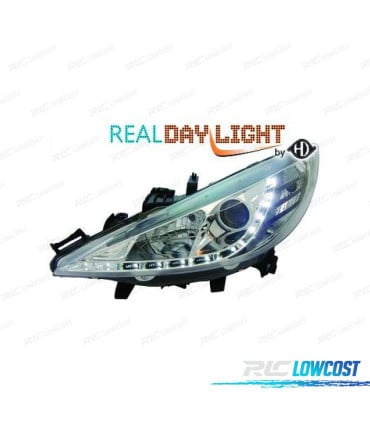 FAROS PEUGEOT 207 06-12 DRL FONDO CROMADO