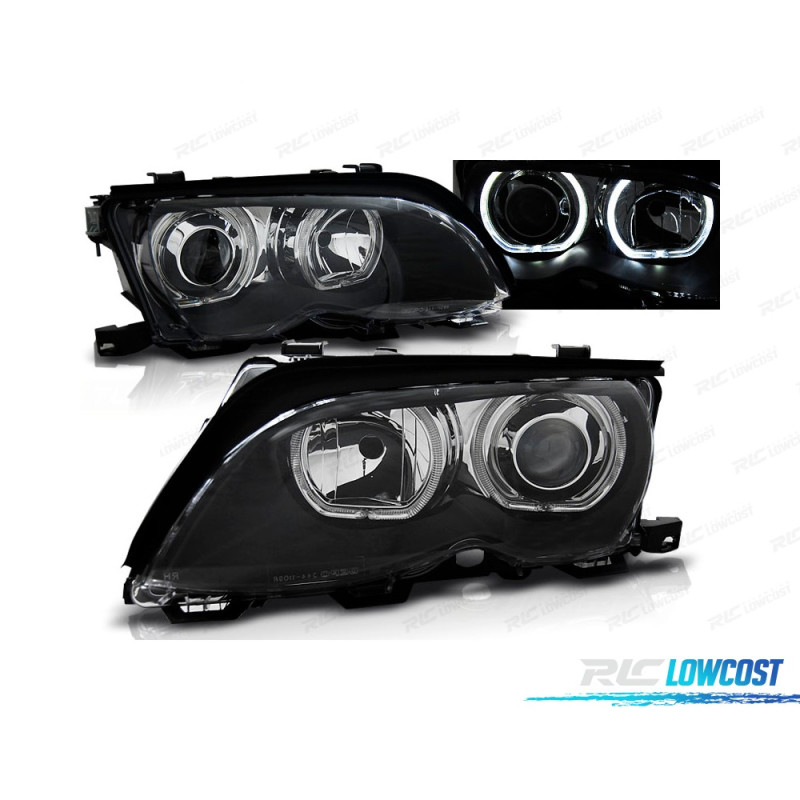 FAROS PARA BMW E46 01-05 OJOS ANGEL LED NEGROS