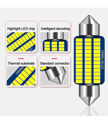 BOMBILLA LED C10W FESTOON 39MM 36LED