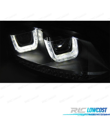 FAROS LUZ DIURNA PARA VOLKSWAGEN VW POLO 6R 09-14 U-TYPE LED INTERMITENTES DINAMICOS BLACK