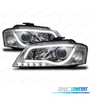 FAROS AUDI A3 8P 08-12 LUZ DIURNA TUBE LIGHT FONDO CROMO