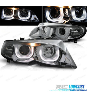 FAROS BMW E46 4 PUERTAS 01-05 OJOS ANGEL EN U FONDO CROMO