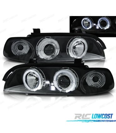 FAROS BMW E39 95-00 OJOS ANGEL LED FONDO NEGRO
