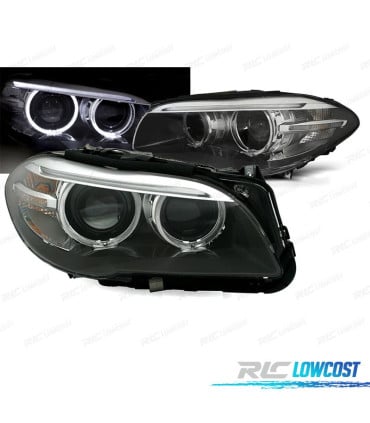FAROS BMW F10 F11 10-13 XENON OJOS ANGEL LED LOOK LCI FONDO NEGRO