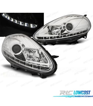 FAROS LUZ DIURNA PARA FIAT PUNTO EVO 09-12 CROMADO DRL LED