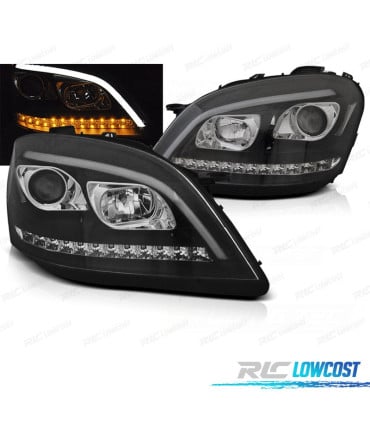 FAROS PARA MERCEDES CLASE ML W164 05-07 LUZ DIURNA LED DINAMICO FONDO NEGRO