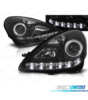 FAROS MERCEDES CLASE SLK R171 04-11 LUZ DIURNA LED FONDO NEGRO