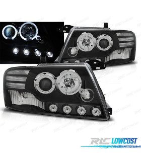 FAROS MITSUBISHI PAJERO V60 00-06 OJOS ANGEL LED NEGROS