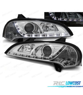 FAROS PARA OPEL TIGRA 95-03 LUZ DIURNA LED FONDO CROMO