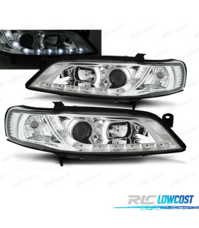 FAROS PARA OPEL VECTRA B 96-98 OJOS ANGEL LED FONDO CROMO