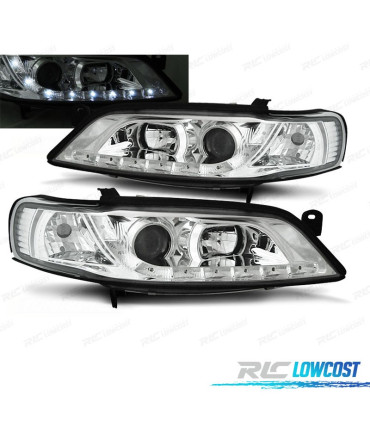 FAROS PARA OPEL VECTRA B 96-98 OJOS ANGEL LED FONDO CROMO