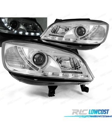 FAROS OPEL ZAFIRA 99-05 LUZ DIURNA LED FONDO CROMO