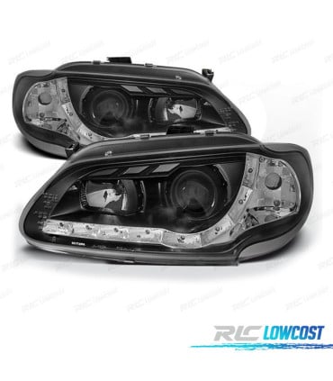FAROS RENAULT MEGANE 96-99 LUZ DIURNA LED FONDO NEGRO