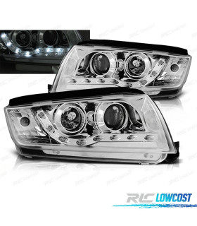 FAROS SKODA FABIA 99-07 LUZ DIURNA LED FONDO CROMO