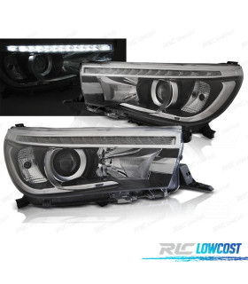 FAROS PARA TOYOTA HILUX 16- LUZ DIURNA FONDO NEGRO