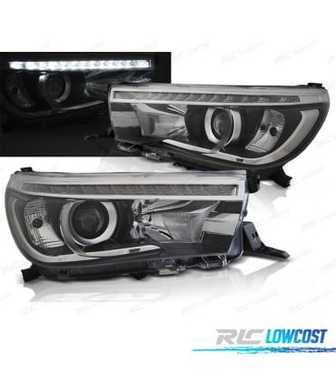 FAROS PARA TOYOTA HILUX 16- LUZ DIURNA FONDO NEGRO