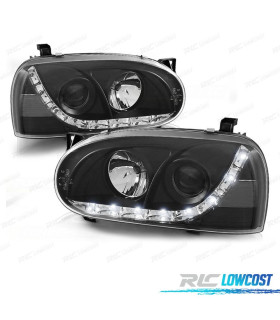 FAROS VOLKSWAGEN VW GOLF 3 LUZ DIURNA LED FONDO NEGRO