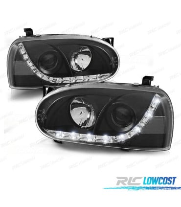 FAROS VOLKSWAGEN VW GOLF 3 LUZ DIURNA LED FONDO NEGRO