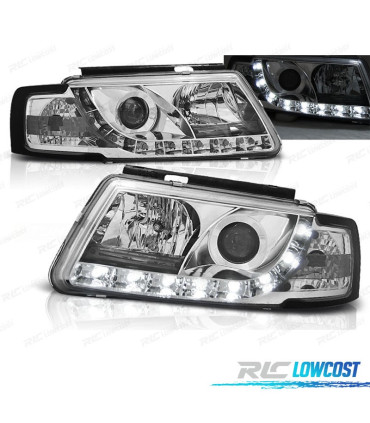 FAROS VOLKSWAGEN VW PASSAT B5 3B 96-00 LUZ DIURNA TRU DRL CROMADO