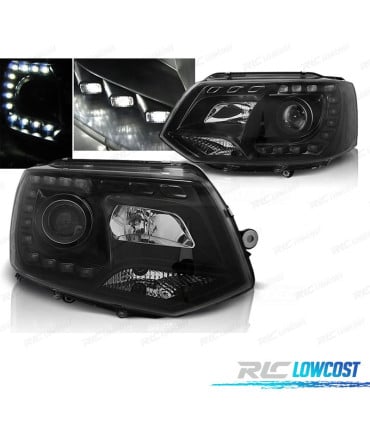 FAROS PARA VOLKSWAGEN VW T5 10-15 TRU DRL NEGROS