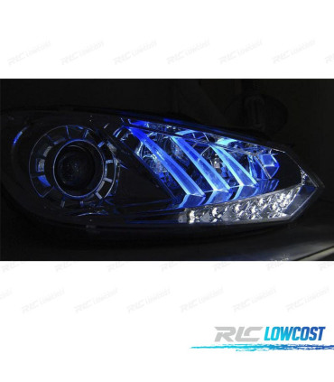 FAROS PARA VOLKSWAGEN VW GOLF 6 08-12 DRL CHROME BLUE LIGHT