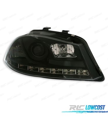 FAROS PARA SEAT IBIZA Y CORDOBA 6L 02-08 LUZ DIURNA LED FONDO NEGRO