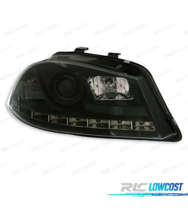 FAROS SEAT IBIZA CORDOBA 6L 02-08 LUZ DIURNA LED FONDO NEGRO