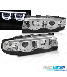 FAROS OJOS ANGEL BMW SERIE 7 E38 94-01 FONDO CROMO