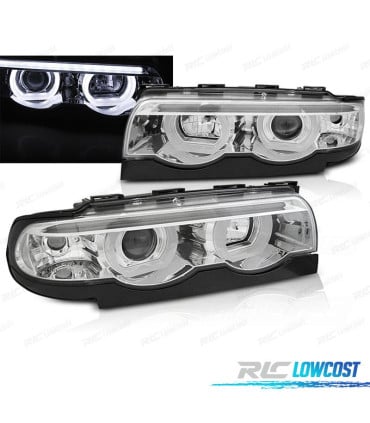 FAROS OJOS ANGEL BMW SERIE 7 E38 94-01 FONDO CROMO