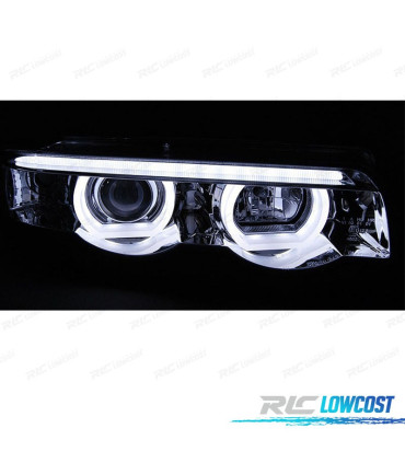 FAROS OJOS ANGEL BMW SERIE 7 E38 94-01 FONDO CROMO