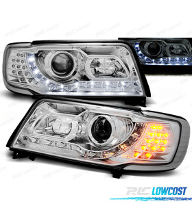 FAROS AUDI 100 90-94 DAYLIGHT CON INTERMITENTE LED CROMADOS
