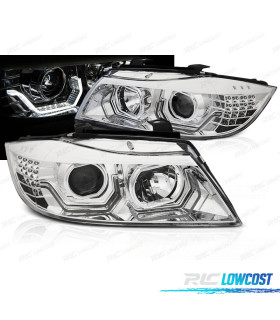 FAROS BMW E90 E91 05-08 OJOS ANGEL 3D CROMADOS