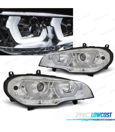 FAROS BMW X5 E70 07-13 LED OJOS ANGEL CROMADOS
