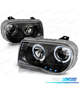 FAROS CHRYSLER 300C 05-10 OJOS ANGEL LED NEGROS