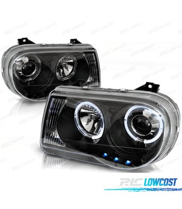 FAROS PARA CHRYSLER 300C 05-10 OJOS ANGEL LED NEGROS