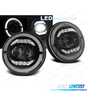 FAROS PARA JEEP WRANGLER 96-18 OJOS ANGEL FULL LED NEGRO