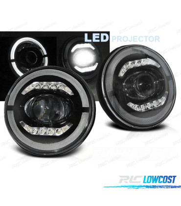 FAROS PARA JEEP WRANGLER 96-18 OJOS ANGEL FULL LED NEGRO