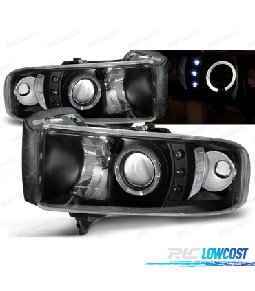 FAROS PARA DODGE RAM 94-01 LED OJOS ANGEL NEGRO