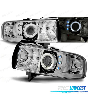 FAROS PARA DODGE RAM 94-01 LED OJOS ANGEL CROMADO