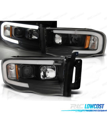 FAROS PARA DODGE RAM 02-06 TUBE LED NEGRO