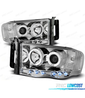 FAROS PARA DODGE RAM 02-06 OJOS ANGEL CROMADO