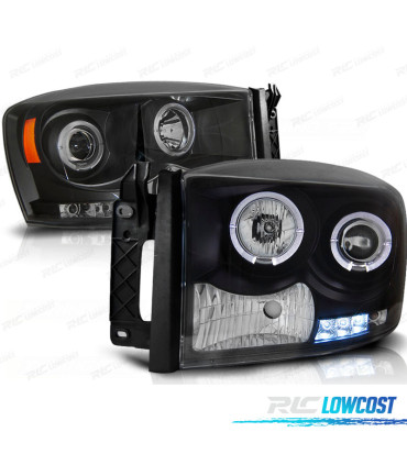 FAROS PARA DODGE RAM 06-08 OJOS ANGEL NEGROS