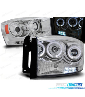 FAROS PARA DODGE RAM 06-08 OJOS ANGEL CROMADOS