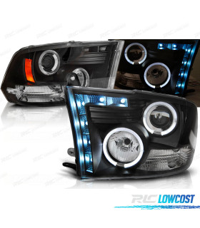 FAROS PARA DODGE RAM 09-11 LED OJOS ANGEL NEGROS