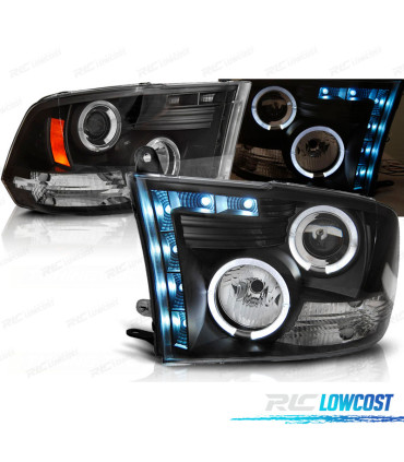 FAROS PARA DODGE RAM 09-11 LED OJOS ANGEL NEGROS