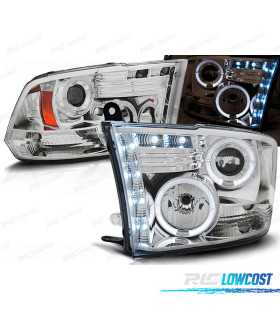 FAROS PARA DODGE RAM 09-11 LED OJOS ANGEL CROMADOS