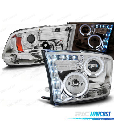 FAROS PARA DODGE RAM 09-11 LED OJOS ANGEL CROMADOS